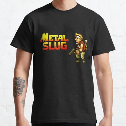Metal Slug Pixel Fan pixel art arcade game retro gamer video games Men's shirt Cotton Tees Short Sleeve T Shirt Printed Clothing