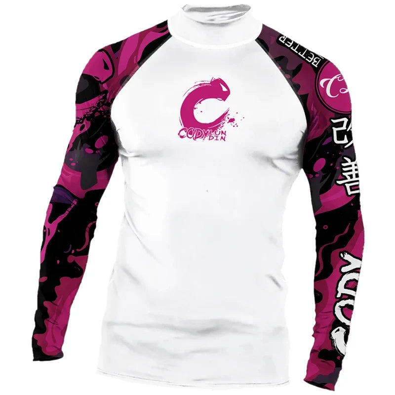 Men's Sports T -shirt Quickly Drying Bodybuilding Fitness Tight Rashguard UV Protection Swimsuit Swimming Shirt Surfing Rash