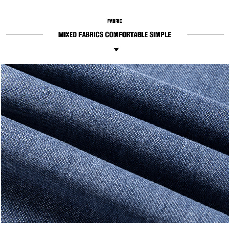 2026 New Autumn Men's Blue Straight-leg Jeans Business Casual Cotton Stretch Denim Pants Male Brand Plus Size 40 42 44