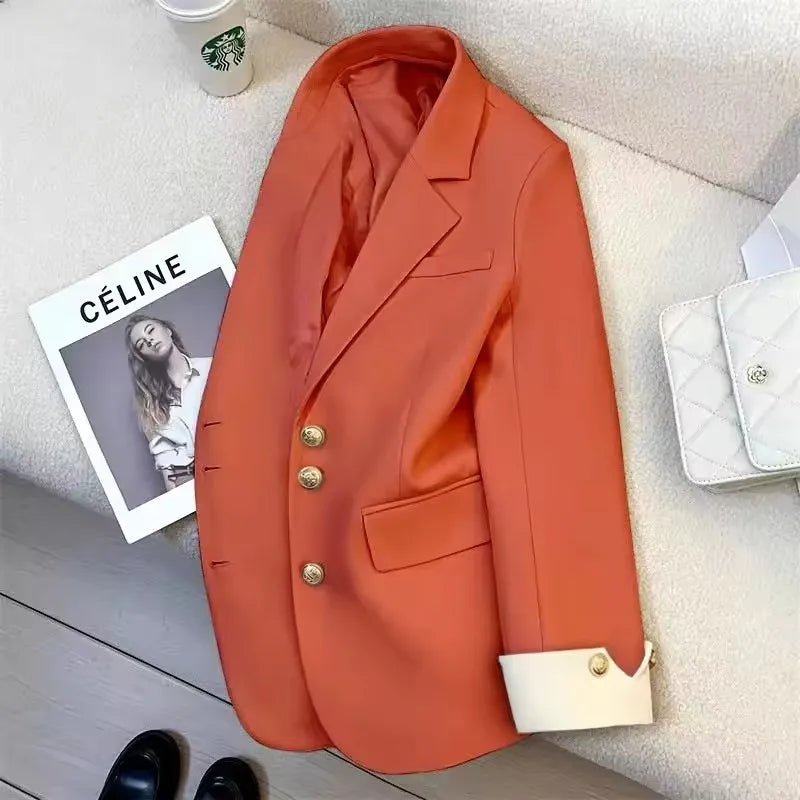 2025 Fashion Ladies Blazer Women Coat Spring Autumn Green Black Khaki Long Sleeve Female Business Work Wear  Formal Jacket