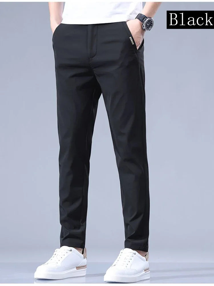 2026 Men's Summer Casual Pants Thin Ice Silk Men's Pants Fashion Straight  Elastic Men's New Pants Men's Pants