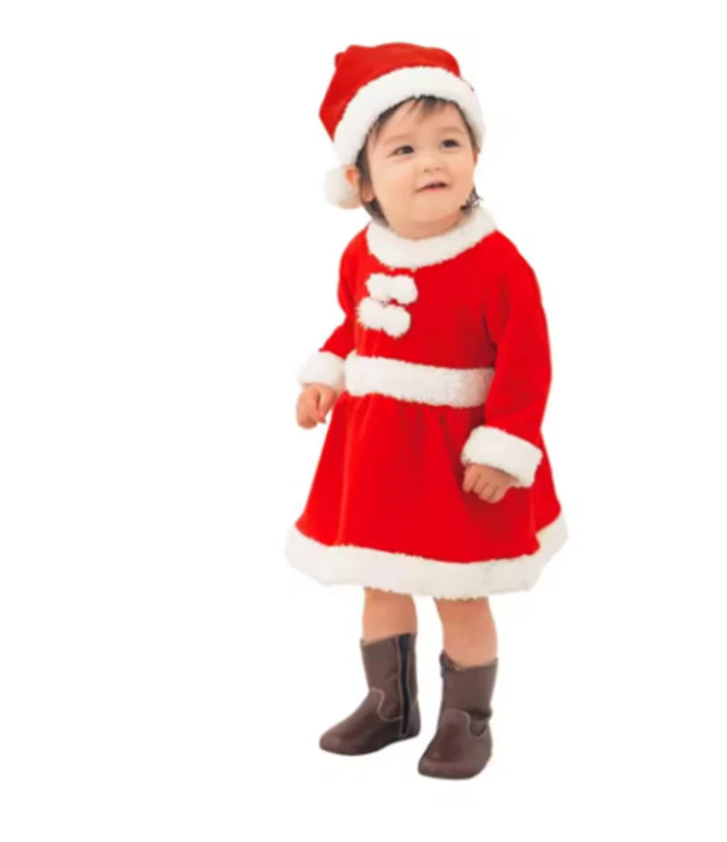 2025 Baby Girl Boy Christmas Costumes Red Santa Claus Suit Festival Halloween Cosplay Sets Christmas Baby Clothes