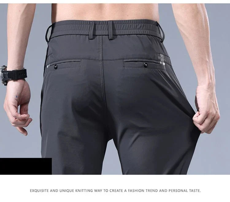 2026 Men's Summer Casual Pants Thin Ice Silk Men's Pants Fashion Straight  Elastic Men's New Pants Men's Pants