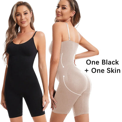 Seamless Women Bodysuit Butt Lifter Shapewear Waist Trainer Body Shaper Strappy-Back Chest Enhancing Corrective Underwear Corset