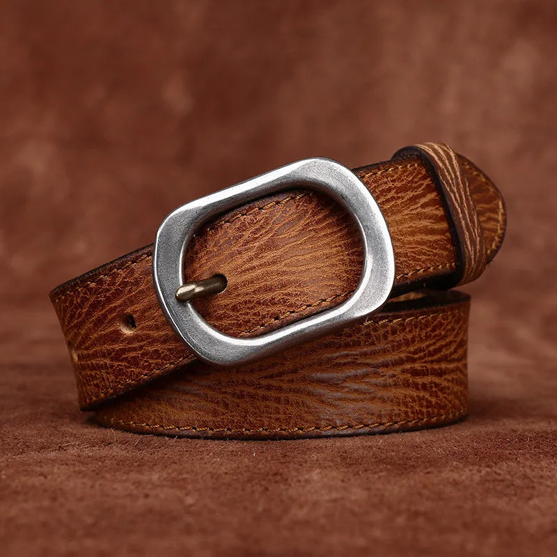 3.0CM Ladies Pure Cowhide High Quality Genuine Leather Belts for Women Needle Buckle Jeans Cowboy Waist Belt Luxury Designer