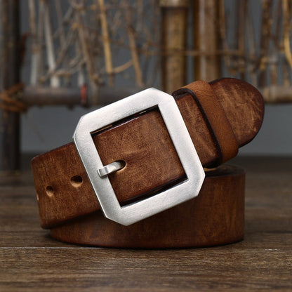 3.8CM Thick Cowhide Genuine Leather Casual Jeans Belt Men High Quality Stainless Steel Buckle Luxury Male Strap Cowboy Cintos