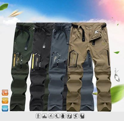 Men's Convertible Cargo Tactical Pants Camping Quick Drying Outdoor Hiking Pants Zip Off Lightweight Work Trekking Trousers