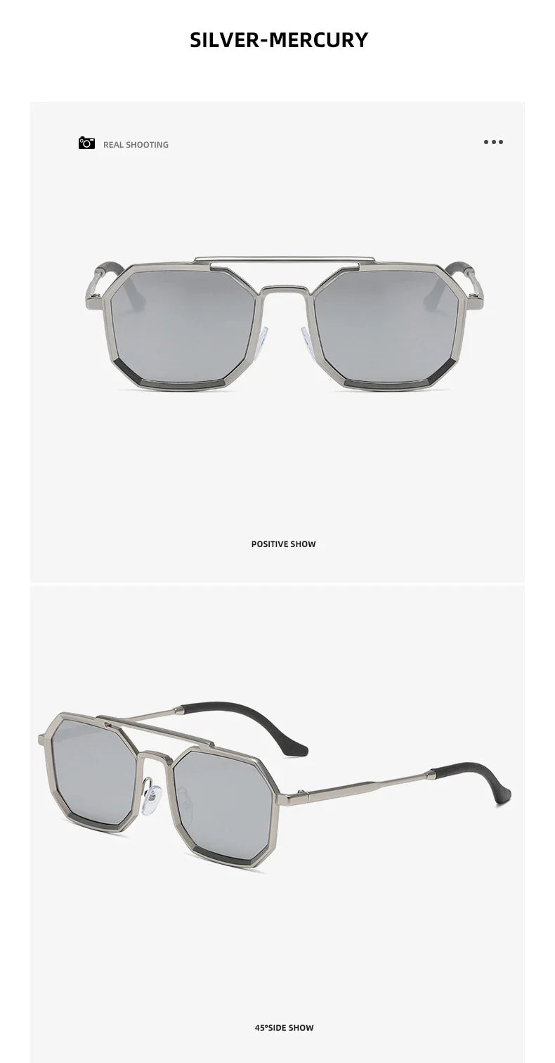 Metal Sunglasses For Men Vintage Square Sunglasses Women Trendy Luxe Fashion Sun Glasses Steampunk Shades Gafas De Sol Hombre