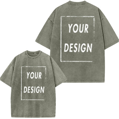 Men's and Women's Cotton Washed T-Shirt Custom Printed T-Shirt 230G Top DIY Your Favorite Pattern or Logo Fashionable Custom Top