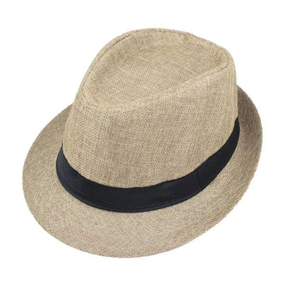 New Summer Linen Fedora Jazz Hat British Style Unisex Straw Hat Beach Sun Hat Sun Protection Korean Style Sun Hat