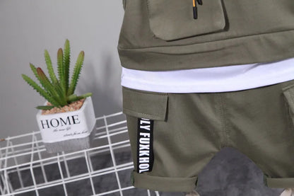 New Toddler Summer Baby Boys/Girls Clothes Children Pulling Rope Pocket T-Shirt Shorts 2Pcs/Set Infant Kids Fashion Tracksuits