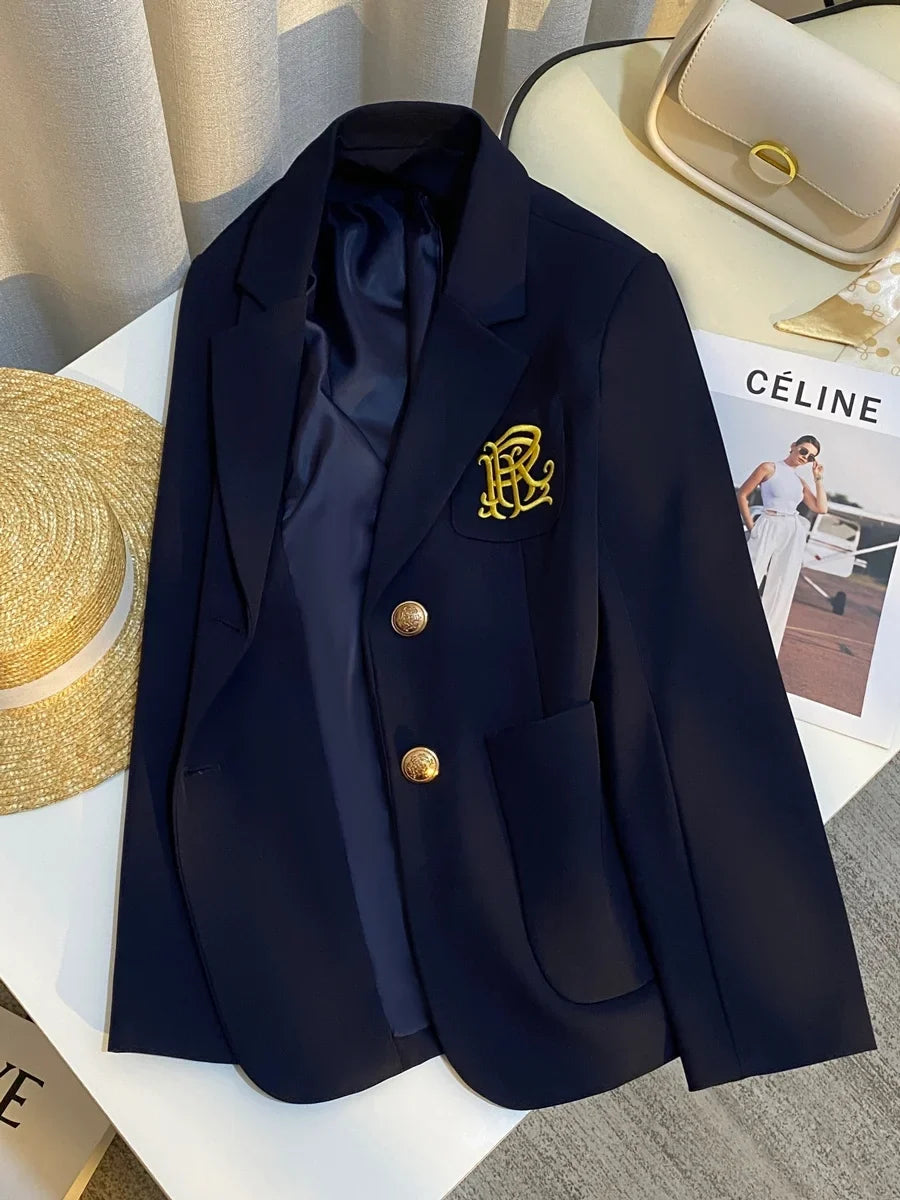 Spring 2026 New Sle Embroidered Women's Suit Jaet Commute Design High-End Feelings Korean Version Long Sve Casual Wear