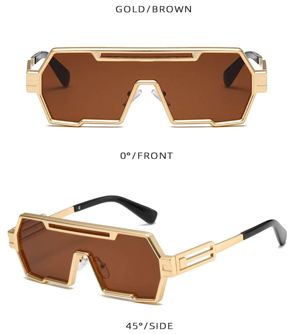 Steampunk Sunglasses For Men Vintage Designer Punk Fashion Glasses Retro One-Pieces Gafas De Sol Hombre Lunette De Soleil Homme