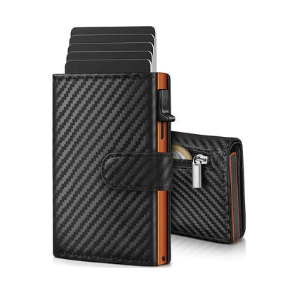 Porte-monnaie Pop-Up avec Compartiment Monnaie Protection RFID Porte-cartes de Crédit pour hommes