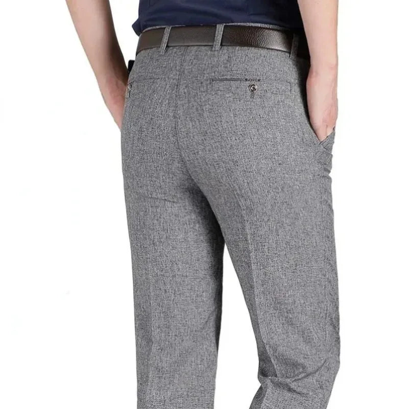 Mens Autumn Thick Summer Thin Business Pants Loose Male Pant High Waist Straight Trousers Casual Fashion Pant Plus Size 28-40