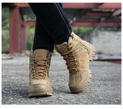 New Men Tactical Boots Army Breathable Desert High Quality Unisex Waterproof Male Hunting Boots Ankle Work Climbing Hiking Shoes