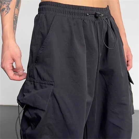 American Spring Summer Men Casual Cargo Pants Pockets Plus Size Black Out Door Elasticity Sports Oversize Pants 46 48 50