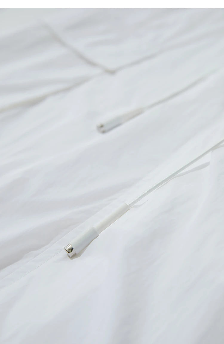 Vacation Long Skirt 2025 Summer Women Loose Sun Protection Office Lady Solid Pockets Elastic Waist Cord Slit Skirt 12542106
