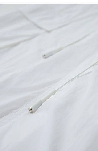 Vacation Long Skirt 2025 Summer Women Loose Sun Protection Office Lady Solid Pockets Elastic Waist Cord Slit Skirt 12542106