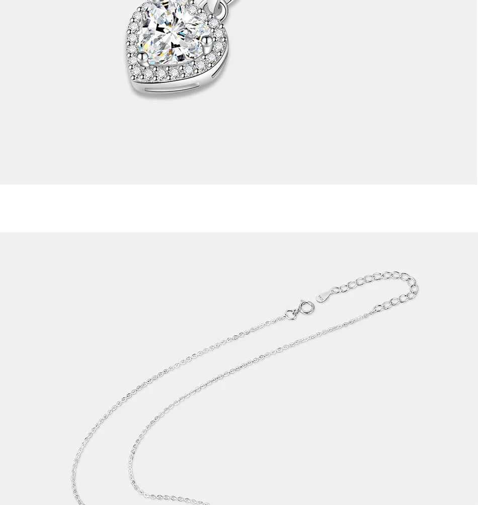 1CT Heart Cut Moissanite Necklace for Women S925 Pure Silver Sparkling Diamond Pendant Fashion Jewelry Party Gift