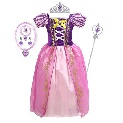Disney Cinderella Cosplay Costume Kids Clothes for Girls Sequins Princess Dress with Floral Bow Birthday Party Ball Gown