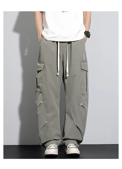 Big Size 8XL Men Casual Pants Elastic Waist Cargo Trouser Male Scimitar Banana Curved Plus Large Drawstring Fashion Straight 6XL