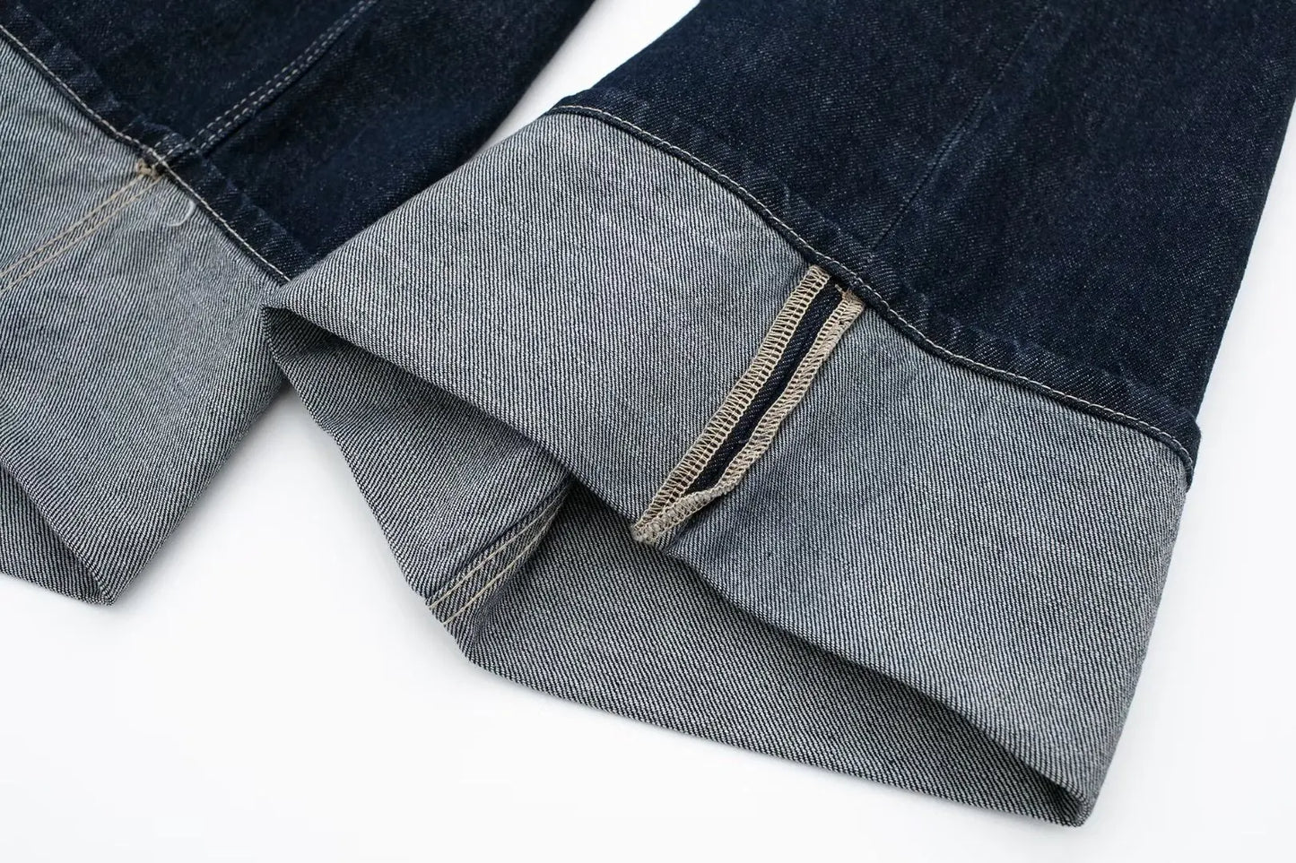 Women's High-Waisted Jeans Slim Trailing Trousers Rolled Leg Denim Pant Fashion Lady High Street Casual Wide-Leg Jeans