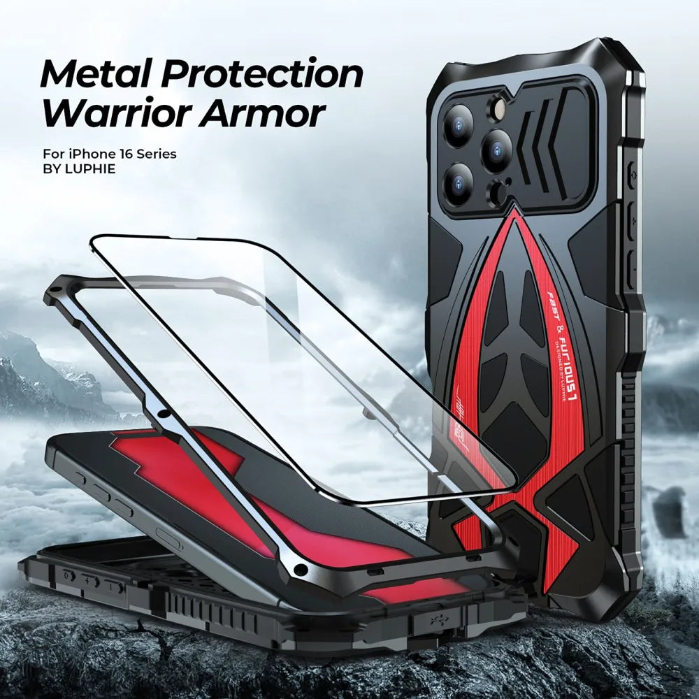 Aluminum Metal Case For iPhone 17 ProMax 16 15 14 13 12 Pro Max Plus with Magsafe Magnetic Charging Lens Glass Protector