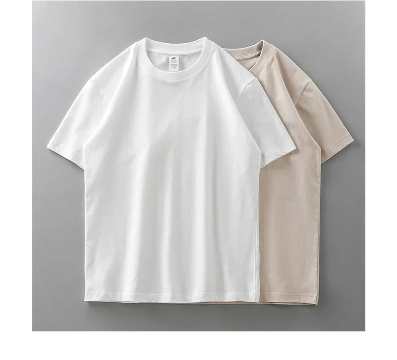 8.1Oz 230gsm Men's Pure Cotton T Shirts 2025 Summer New Oversizes Solid Color T-Shirts for Men and Women Customizable