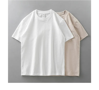 8.1Oz 230gsm Men's Pure Cotton T Shirts 2025 Summer New Oversizes Solid Color T-Shirts for Men and Women Customizable