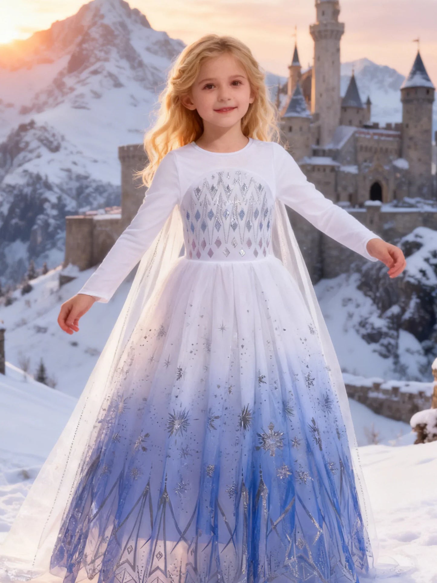 Elsa Anna Kid Princess Girls Dress Rapunzal Kids Cosplay Halloween Vestidos Children Costume Birthday Party Dress