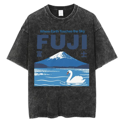 Japanese Tokyo Tokyo Culture Print Washed T Shirt Funny Fashion Vintage Men Women T-shirts Cotton Casual Loose Tees Streetwear
