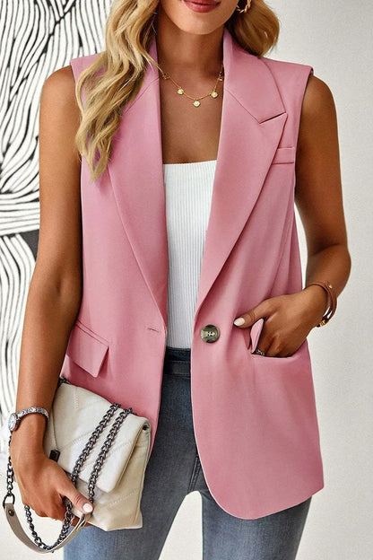 Blazer Women Clothing Coat Vest Solid Single-breasted Casual Elegant Fashion Sleeveless Solid Street Jacket Clothing New