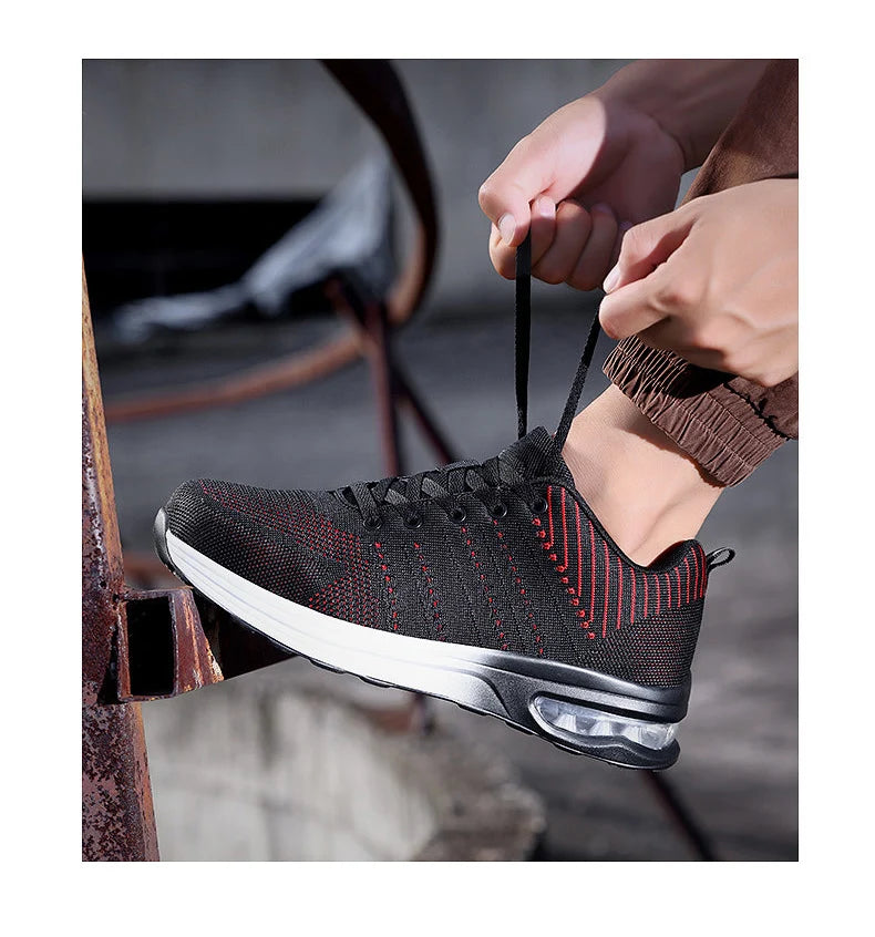 Lightweight Safety Shoes Women Men Air Cushion Work Sneakers Steel Toe Shoes Construction Safety Boots Anti-smash Work Shoes