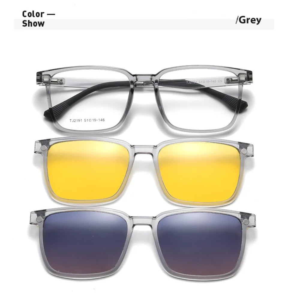 Flip-up Magnetic Clip-on Prescription Glasses Men Women TR90 Polarised Myopia Sunglasses Night Vision Reading Glasses 2191