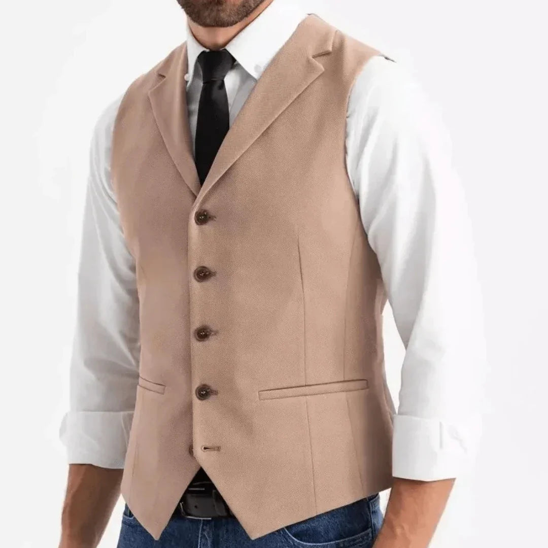 Men Vest White Double Button With Pocket Solid Waistcoat For Wedding Banquet Business Work Office Casual Daily Men Suit Vest