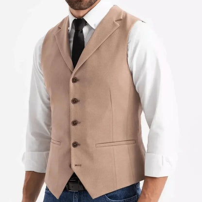 Men Vest White Double Button With Pocket Solid Waistcoat For Wedding Banquet Business Work Office Casual Daily Men Suit Vest