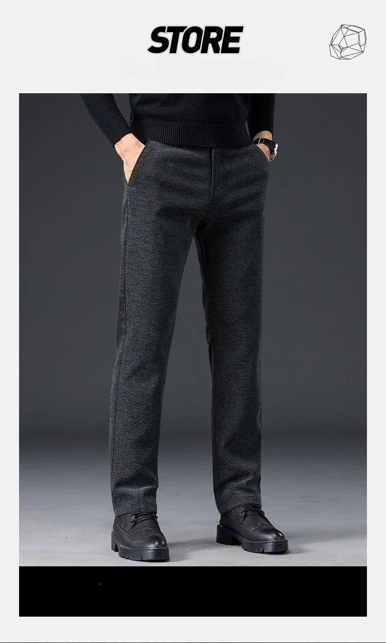 Men's Slim Fit Chenille Long Pants Advanced Business Casual Trousers Trend Autumn Comfortable Daily Wear Male Clothing
