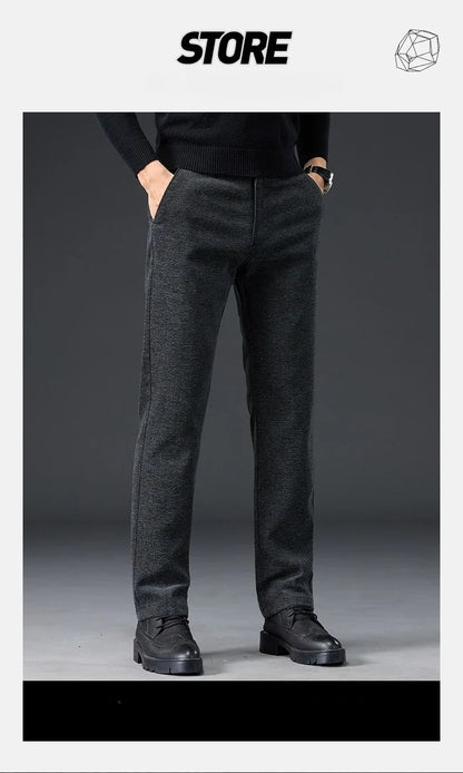 Men's Slim Fit Chenille Long Pants Advanced Business Casual Trousers Trend Autumn Comfortable Daily Wear Male Clothing