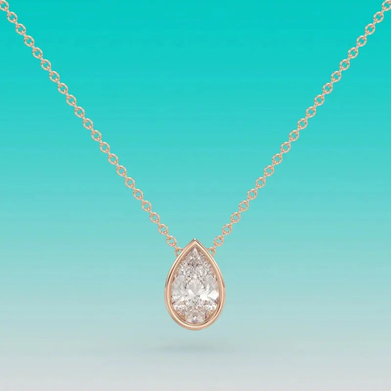 1-4ct Pear Cut Moissanite Necklaces for Women s925 Sterling Silver Chain Bezel Set Solitaire Gemstone Pendant Necklace