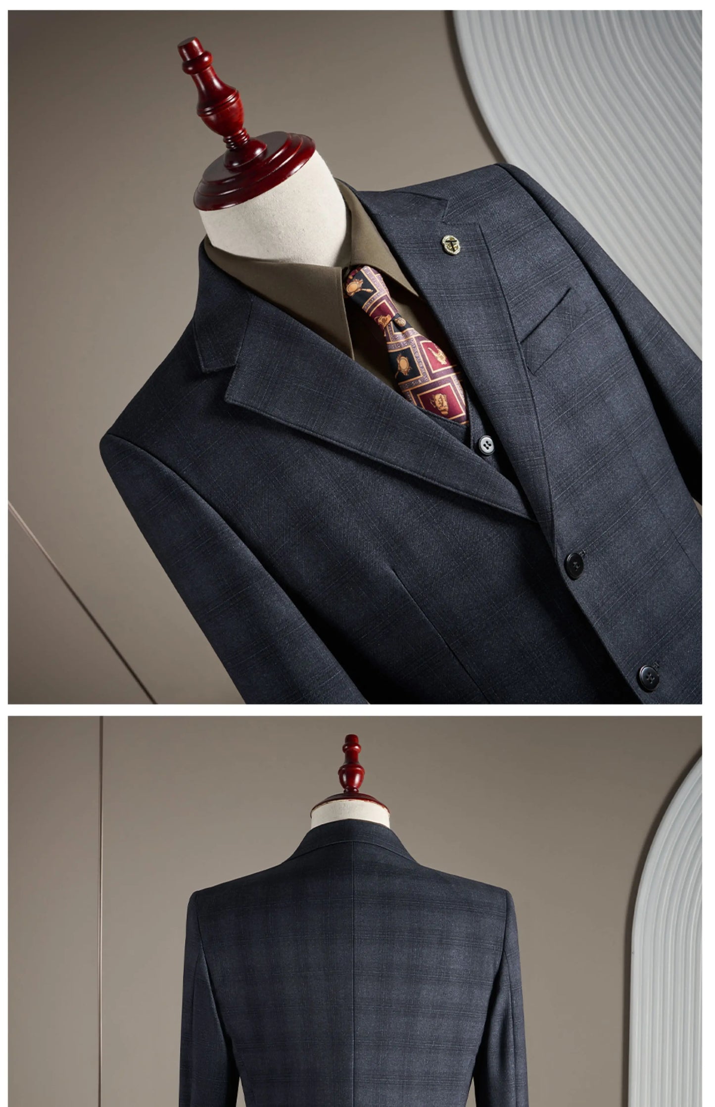 High-quality, Fashionable and Stylish Wedding Casual Checkered Suit Set, Men's Business Casual Suit Three-piece Set