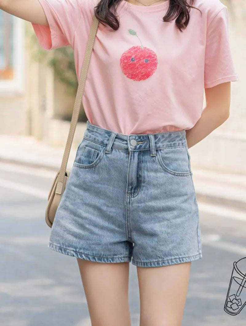 Lucyever Wide Leg Denim Shorts Women Casual High Waist Loose Straight Shorts Woman 2025 Spring Summer Classic Button Jean Shorts