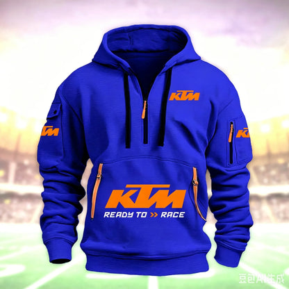 Racing Hoodie Men Half Zip Hoodie Multi Pocket Motorcycle Sweatshirt Casual Streetwear Biker Pullover For Moto Fans
