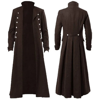 Medieval Renaissance Costume Men Steampunk Vintage Trench Coat Gothic Long Coat Man Victorian Carnival Party Cosplay Costume 5XL