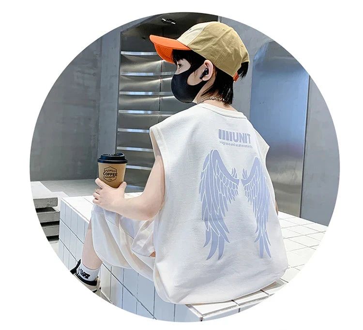 Teenage Summer Tracksuit for Boy with Shorts Tshirt 2 Piece Top and Bottom Clothes Set Kids Child Casual Cotton Outfit Suit Wear