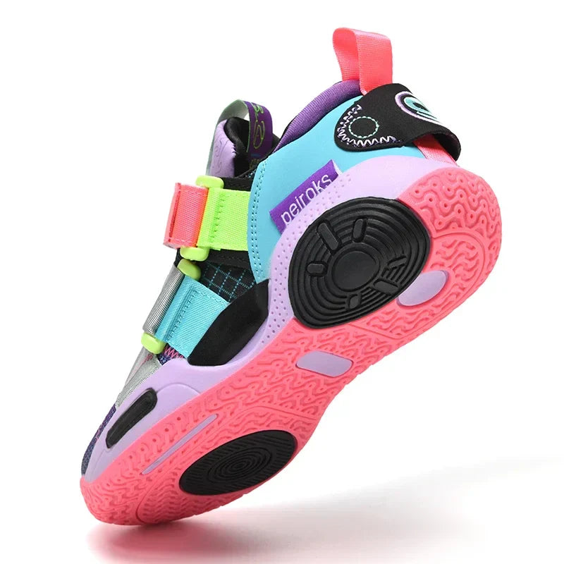Children Girls Basketball Shoes Cushioned Shock Absorption Comfy Athletic Sports Running Outdoor Non-slip Walking For Kids Boys