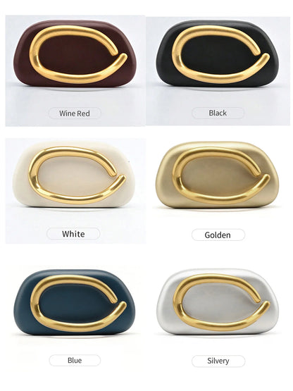 Metal Closure Clutch Evening Bags For Women Luxury Designer Handbag MINI wallet Vintage Elegant Oval Box Chain Strap Shoulder