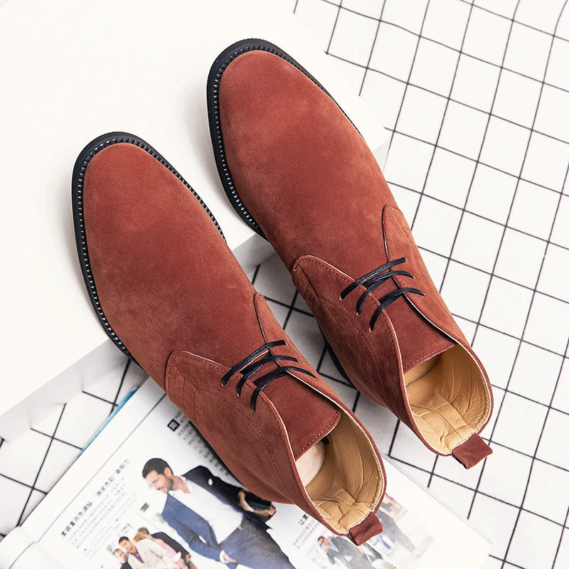 Leather Men Ankle Chelsea Boots Men Work Shoes Pointed Toe Leisure Boots for Male Casual Motorcycle Boots Botas Plus Size 38-48