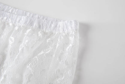 Lace Jacquard Transperant Skirt Women Summer New High Waist Sexy Casual Long Skirts 2025 Streetwear Fashion White Maxi Skirt
