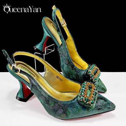 Italian Design Rhinestone-encrusted Ladies Party Shoes And Special Bag Women High Heels Wedding Dual Purpose Bag